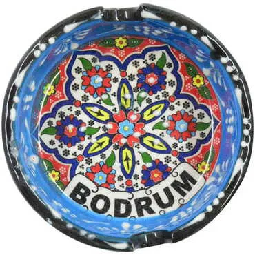 Bodrum Themed Turkish Ceramic Special Relief Ashtray Big Size - 6