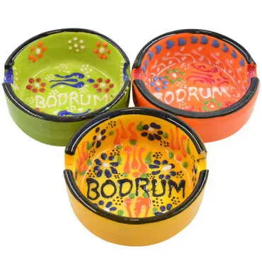 Bodrum Themed Turkish Ceramic B Serie Ashtray Small Size - 3
