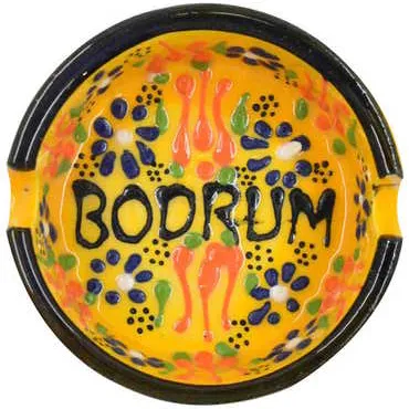 Bodrum Themed Turkish Ceramic B Serie Ashtray Small Size - 6