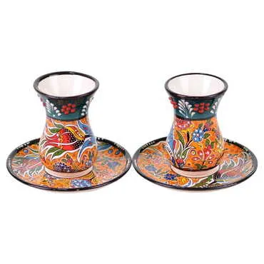 Turkish Ceramic Special Relief Tea Cup Set of 2 Pcs - 6