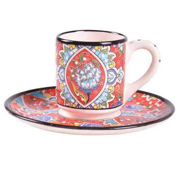 Turkish Ceramic Special Relief Coffee Cup Set of 6 Pcs - 5