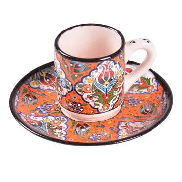 Turkish Ceramic Special Relief Coffee Cup Set of 6 Pcs - 6