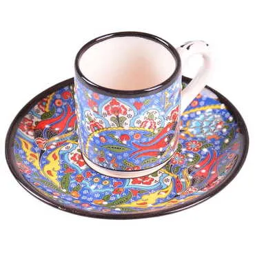 Turkish Ceramic Special Relief Coffee Cup Set of 6 Pcs - 7