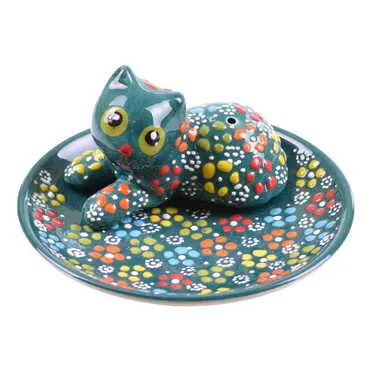 Turkish Ceramic Cat Placed Censer - 7
