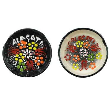 Toptan Alaçatı Temalı Çini Kabartma Küçük Klasik Küllük - 3