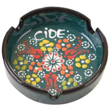 Cide Themed Turkish Ceramic Relief Ashtray Small Size - 12