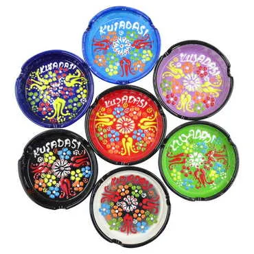 Kusadasi Themed Turkish Ceramic Relief Ashtray Small Size - 3