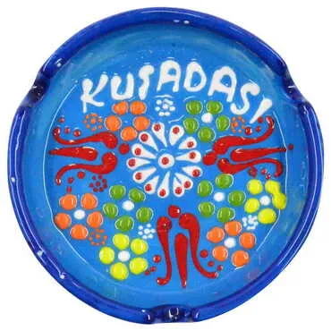 Kusadasi Themed Turkish Ceramic Relief Ashtray Small Size - 4