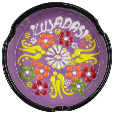 Kusadasi Themed Turkish Ceramic Relief Ashtray Small Size - 6