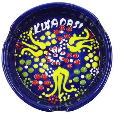 Kusadasi Themed Turkish Ceramic Relief Ashtray Small Size - 8