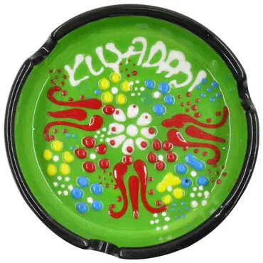 Kusadasi Themed Turkish Ceramic Relief Ashtray Small Size - 9