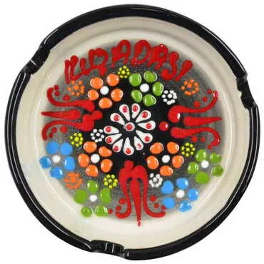 Kusadasi Themed Turkish Ceramic Relief Ashtray Small Size - 10