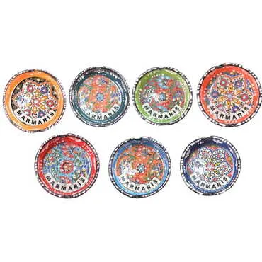 Marmaris Themed Turkish Ceramic Relief Ashtray Small Size - 4