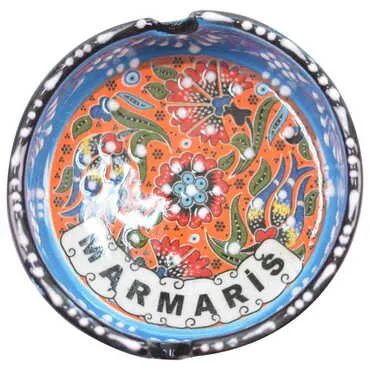 Marmaris Themed Turkish Ceramic Relief Ashtray Small Size - 5