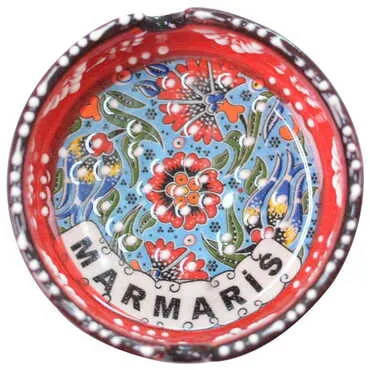 Marmaris Themed Turkish Ceramic Relief Ashtray Small Size - 6