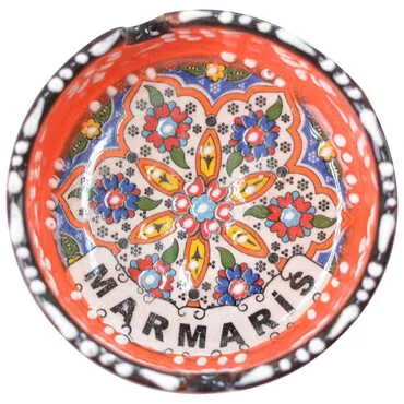 Marmaris Themed Turkish Ceramic Relief Ashtray Small Size - 7