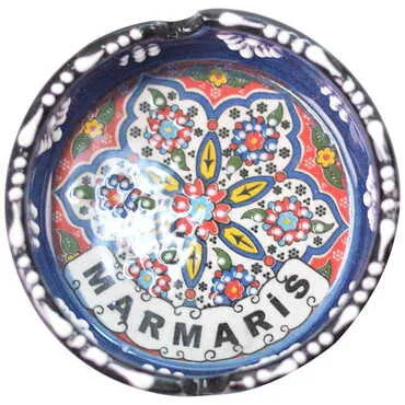 Marmaris Themed Turkish Ceramic Relief Ashtray Small Size - 8