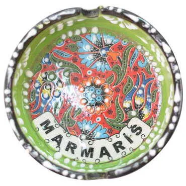 Marmaris Themed Turkish Ceramic Relief Ashtray Small Size - 9