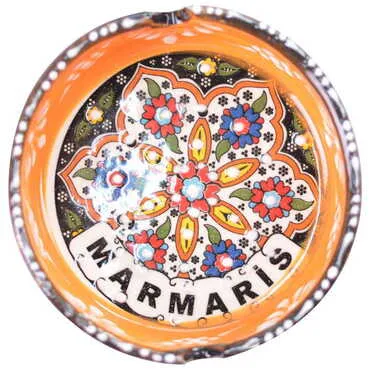 Marmaris Themed Turkish Ceramic Relief Ashtray Small Size - 11