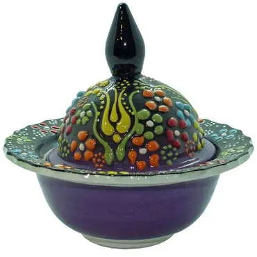 Turkish Ceramic Traditional Relief Candy Dish - 5