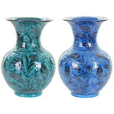Toptan 30 Cm Turkuaz Geni̇ş Vazo - 2