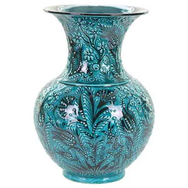Toptan 30 Cm Turkuaz Geni̇ş Vazo - 3