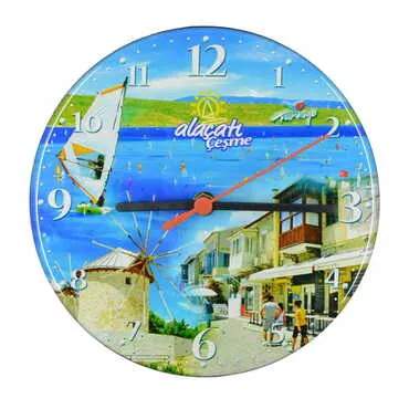 Alacati Region Themed Epoxy Wall Clock Home Decoration 20 Cm - 4