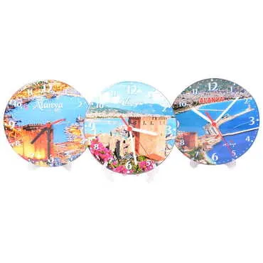 Alanya Themed Epoxy Wall Clock Home Decoration 20 Cm - 3
