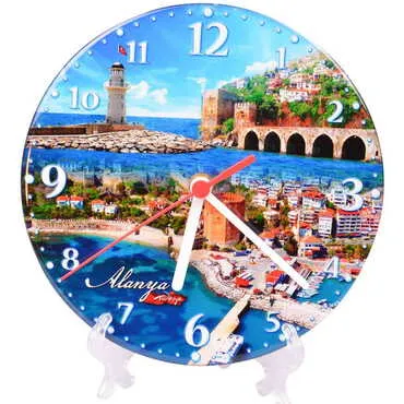 Alanya Themed Epoxy Wall Clock Home Decoration 20 Cm - 8