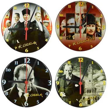 Toptan Atatürk Temalı Myros Yuvarlak Saat 20 cm - 3