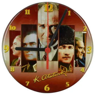 Toptan Atatürk Temalı Myros Yuvarlak Saat 20 cm - 6