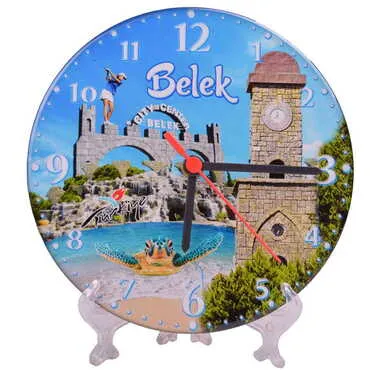 Toptan Belek Temalı Myros Yuvarlak Saat 20 cm - 5