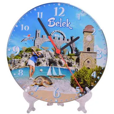 Toptan Belek Temalı Myros Yuvarlak Saat 20 cm - 6