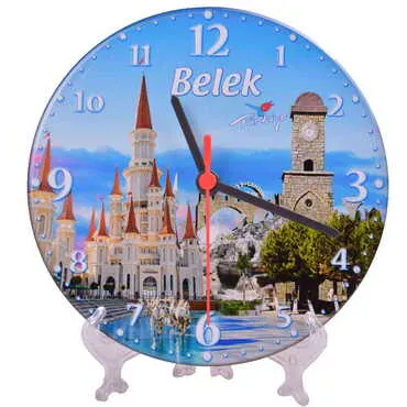 Toptan Belek Temalı Myros Yuvarlak Saat 20 cm - 7