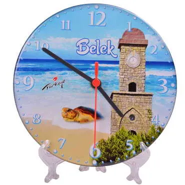 Toptan Belek Temalı Myros Yuvarlak Saat 20 cm - 8
