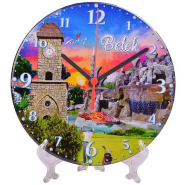 Toptan Belek Temalı Myros Yuvarlak Saat 20 cm - 9