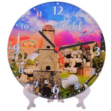Toptan Belek Temalı Myros Yuvarlak Saat 20 cm - 11