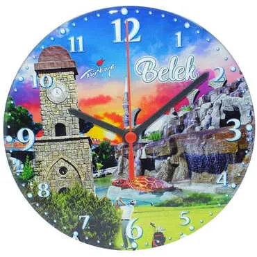 Toptan Belek Temalı Myros Yuvarlak Saat 20 cm - 12