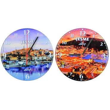 Toptan Çeşme Temalı Myros Yuvarlak Saat 20 cm - 4