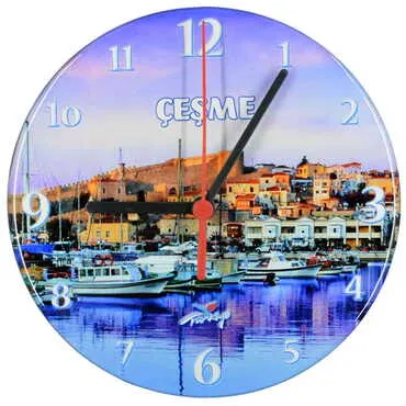 Toptan Çeşme Temalı Myros Yuvarlak Saat 20 cm - 5