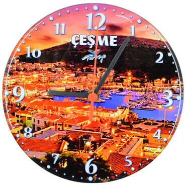 Toptan Çeşme Temalı Myros Yuvarlak Saat 20 cm - 6