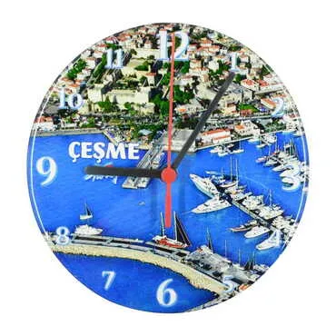 Toptan Çeşme Temalı Myros Yuvarlak Saat 20 cm - 7