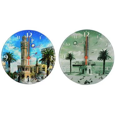 Toptan İzmir Temalı Myros Yuvarlak Saat 20 cm - 3