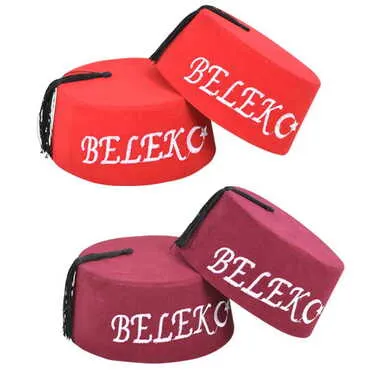 Toptan Belek Temalı Nakışlı Fes - 2