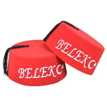 Toptan Belek Temalı Nakışlı Fes - 3