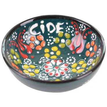 Cide Themed Turkish Ceramic Relief Bowl 8 cm - 9