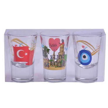 Belek Themed Shot Glass Set of 3 Pcs - 3