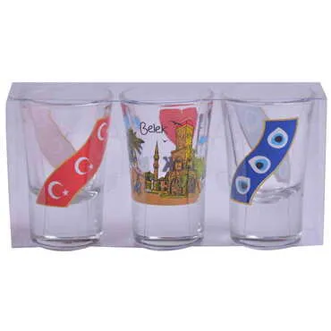 Belek Themed Shot Glass Set of 3 Pcs - 4