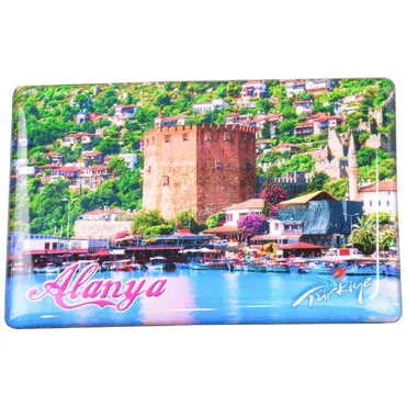 Toptan Alanya Temalı Myros Dikdörtgen Magnet 80x55 mm - 15