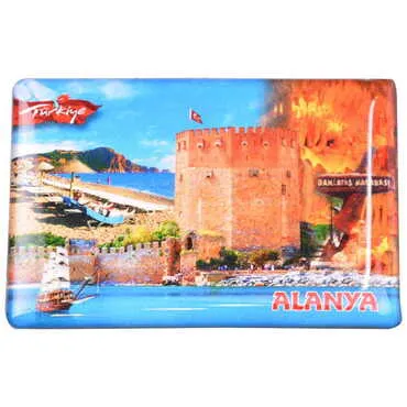 Toptan Alanya Temalı Myros Dikdörtgen Magnet 80x55 mm - 16